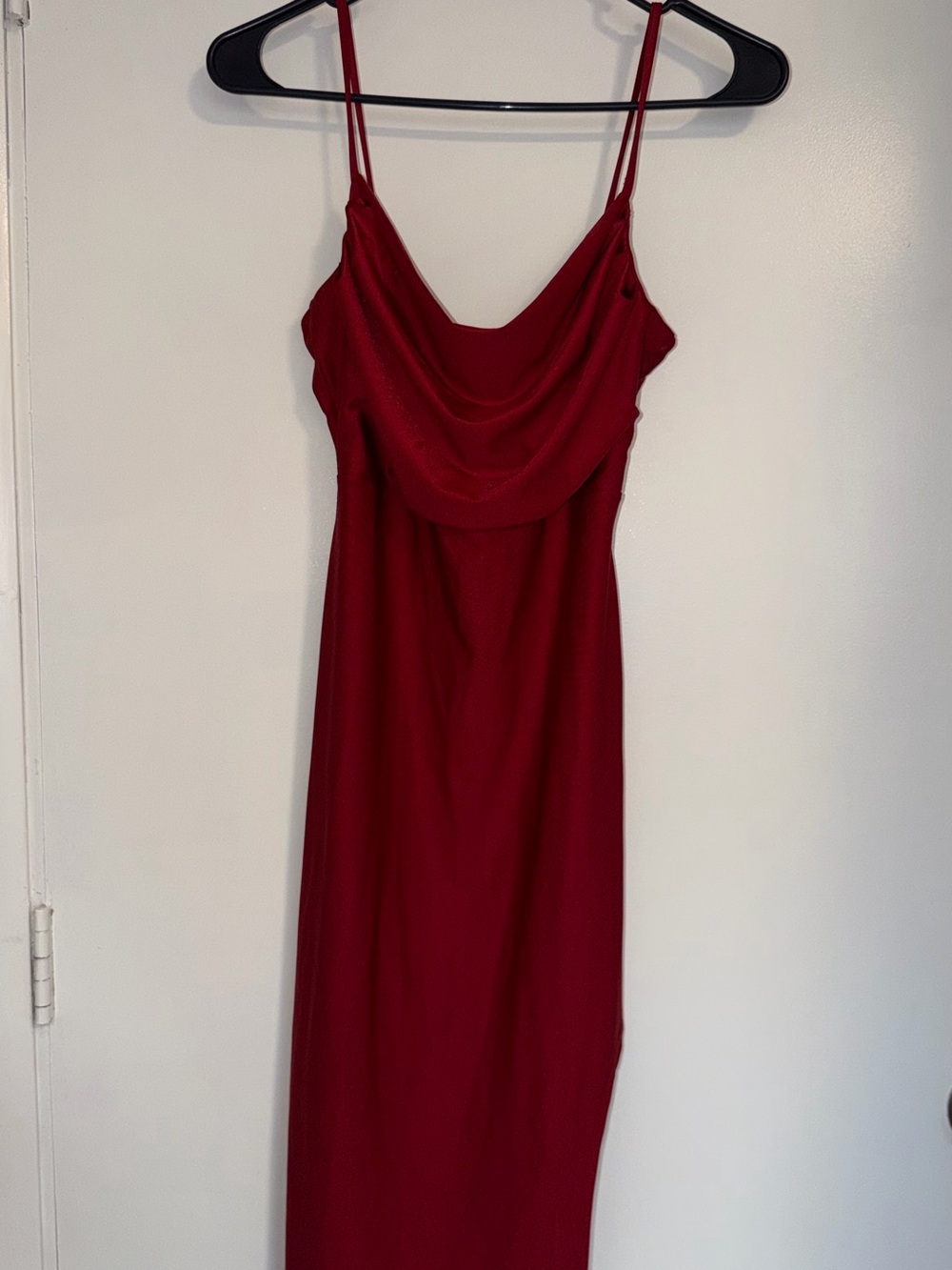 Windsor Burgundy Cowl-Neck Midi Slip Dress